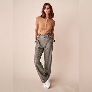 Sezane Gray Checkered Trousers